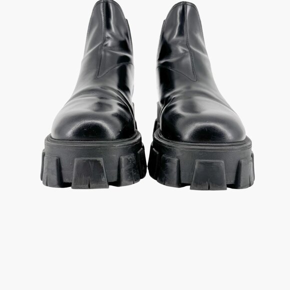 Prada Monolith Chelsea Ankle Boots Size 41 US 11 Black Leather Lug Sole Combat - Picture 5 of 15
